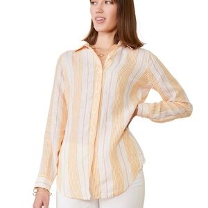Spartina 449 Callie Linen Button Down Shirt in Boardwalk Stripe - M